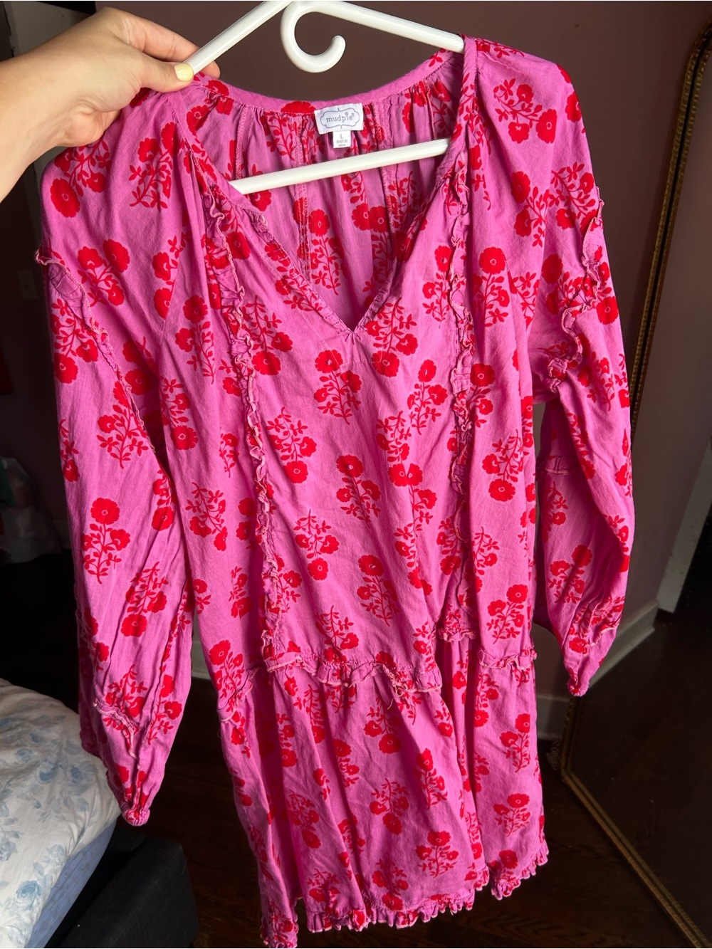 Mud Pie Pink and Red Floral Swim Coverup